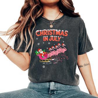 Flamingo Christmas In July Xmas Summer Christmas Girls Women's Oversized Comfort T-Shirt - Thegiftio UK