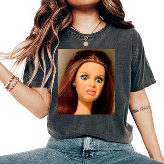 Disgusting Doll Face Meme Y2k Hilarious Sarcastic Women's Oversized Comfort T-Shirt - Thegiftio UK