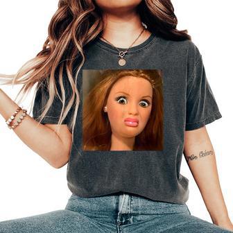 Doll Face Meme Expression Hilarious Sarcastic Women's Oversized Comfort T-Shirt - Thegiftio UK