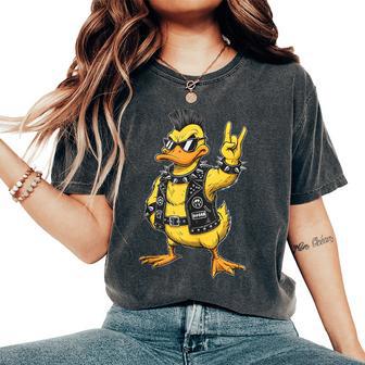 Duck Punk Rock Metal Metal Rock And Roll Música Niños In Mangas Camiseta extragrande cómoda para mujer - Regaloses