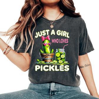 Just A Girl Who Loves Pickles Food Lover Women's Oversized Comfort T-Shirt - Thegiftio UK