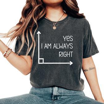 Math Teacher Geometry Angle Pun I'm Yes Always Right Women's Oversized Comfort T-Shirt - Thegiftio