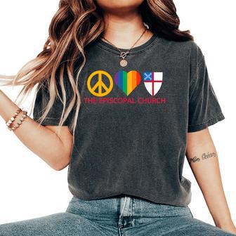 Peace Love The Episcopal Church Rainbow Lgbt Pride Women's Oversized Comfort T-Shirt - Monsterry UK