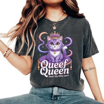 Purple Queen Cat Dirty Joke Kitty Purr Rude Cat Meme Women's Oversized Comfort T-Shirt - Thegiftio UK