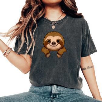 Sloth Peeking In Pocket Animal Lover Kids Women's Oversized Comfort T-Shirt - Thegiftio UK