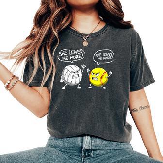 Softball And Volleyball Girl Player Balls Joke Women's Oversized Comfort T-Shirt - Thegiftio UK