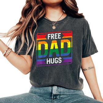 Gay Pride Month Free Dad Hugs Lgbtq Ally Rainbow Women Women's Oversized Comfort T-Shirt - Thegiftio UK