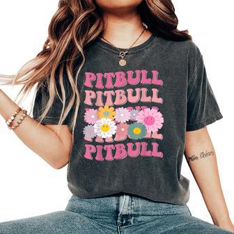 Girl Retro Pitbull First Name Personalized Groovy 80'S Women's Oversized Comfort T-Shirt - Monsterry