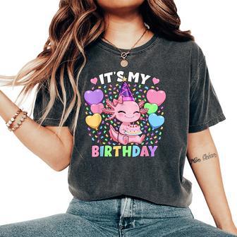 Girls Axolotl Birthday It's My Birthday Axolotl Women's Oversized Comfort T-Shirt - Thegiftio UK