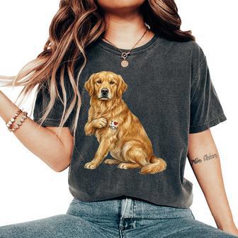 Golden Retriever I Love Mom Dog Mom Women's Oversized Comfort T-Shirt - Monsterry