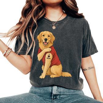 Golden Retriever I Love Mom Mother's Day Dog Lover Women's Oversized Comfort T-Shirt - Monsterry