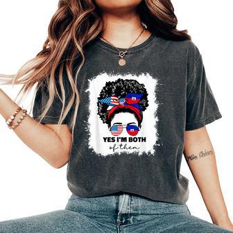 Half Haitian And American America Haiti Usa Flag Girl Afro Women's Oversized Comfort T-Shirt - Thegiftio UK