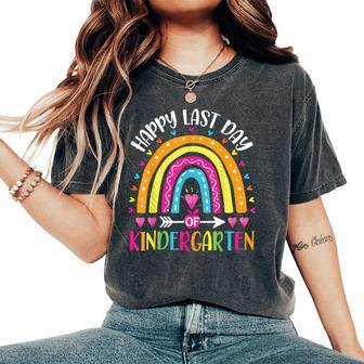 Happy Last Day Of Kindergarten Summer Vacay Teacher Rainbow Women's Oversized Comfort T-Shirt - Thegiftio UK