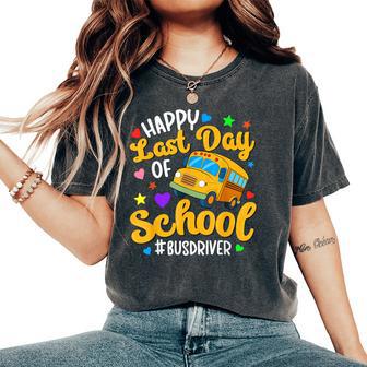 Happy Last Day Of School Bus Driver Groovy Summer Break Women's Oversized Comfort T-Shirt | Seseable UK