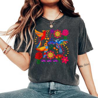 Hummingbird Colorful Mexican Flowers Floral Nature Lover Women's Oversized Comfort T-Shirt - Thegiftio UK