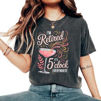 I'm Retired It's 5 O'clock Everywhere Floral Women's Oversized Comfort T-Shirt - Thegiftio UK