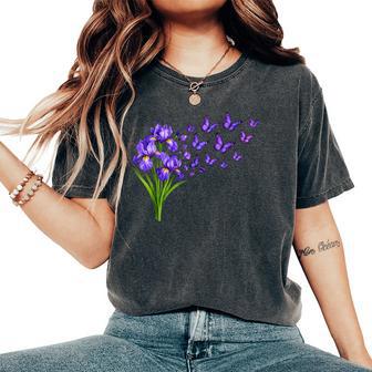 Iris Butterfly Flower Gardening Floral Women's Oversized Comfort T-Shirt - Thegiftio UK