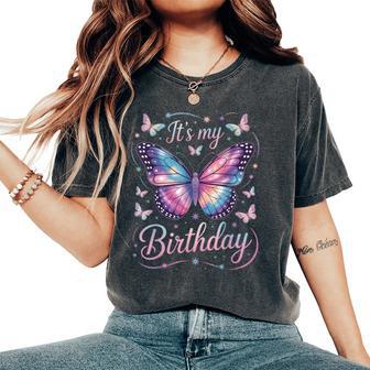 Its My Birthday Butterfly Graphic For Party Guests Women's Oversized Comfort T-Shirt - Thegiftio UK