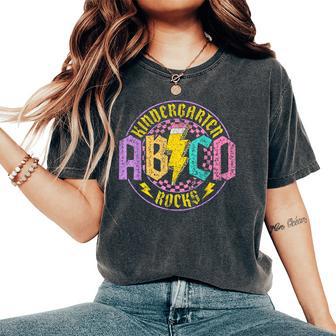 Kindergarten Rocks Abcd Back To School Rock Teacher Women's Oversized Comfort T-Shirt - Monsterry