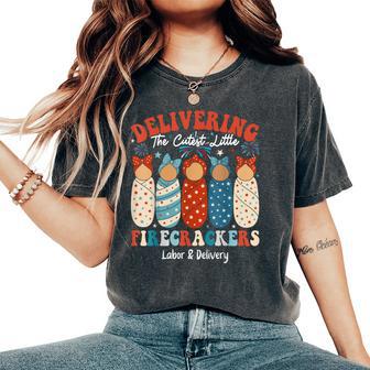 Labor And Delivery Nurse Patriotic 4Th Of July American Flag Women's Oversized Comfort T-Shirt - Thegiftio UK
