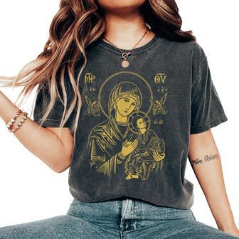 Our Lady Of Perpetual Help Virgin Mary And Child Christian Women's Oversized Comfort T-Shirt - Monsterry UK