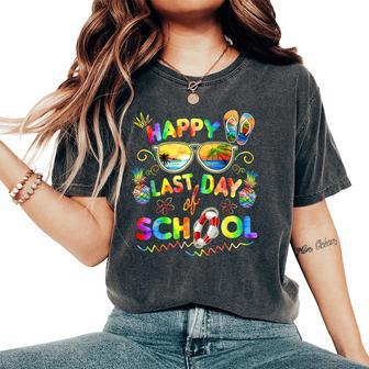 Last Day Ofchool For Teacher Off Duty Tie And Dye レディースオーバーサイズコンフォートTシャツ - Kawaiitshirt