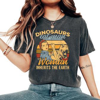 Les Dinosaures Mangent Un Homme Et Une Héritent De La Terre – Chasser Uneoubretteolante T-shirt oversize confortable pour femme - Cadeauxyz