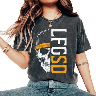 Lfgsd Sugar Skull Wearing Hat San Diego For Women Women's Oversized Comfort T-Shirt | Seseable UK