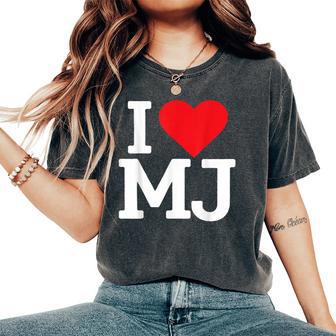 I Love Mj Heart Retro Personalized First Name Groovy Women's Oversized Comfort T-Shirt - Monsterry