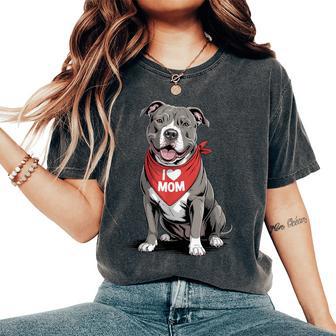 I Love Mom Pit Bull Lover Dog Mother's Day Women's Oversized Comfort T-Shirt | Seseable UK