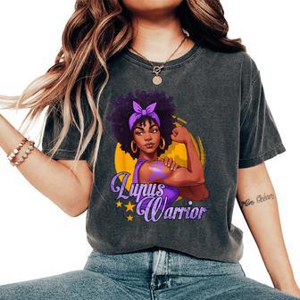 Lupus Warrior Afro Black Woman Wear Purple Ribbon Awareness Women's Oversized Comfort T-Shirt - Thegiftio UK