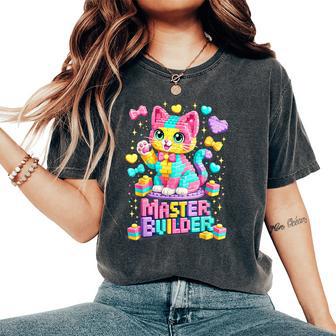 Master Builder Cat Building Brick Block Boy Girl Kid Women's Oversized Comfort T-Shirt - Monsterry UK