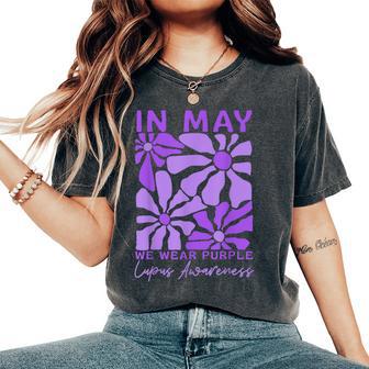 In May We Wear Purple Lupus Awareness Boho Floral Women Women's Oversized Comfort T-Shirt - Thegiftio UK