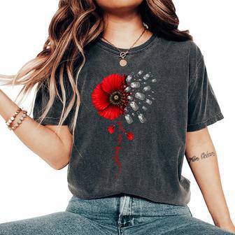 Memorial Day Never Forgotten Red Poppy Flower Veteran Womens Women's Oversized Comfort T-Shirt - Thegiftio UK