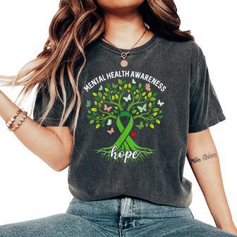 Mental Health Awareness Month Hope Green Ribbon Tree Women Women's Oversized Comfort T-Shirt - Thegiftio UK