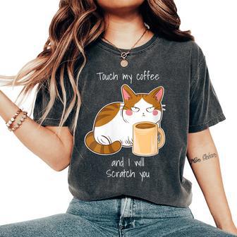 Mignon Chat Angry Cat Café Lundi Caféine T-shirt oversize confortable pour femme - Cadeauxyz