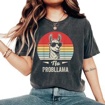 No Probllama Retro Llama Humor Women's Oversized Comfort T-Shirt - Thegiftio UK