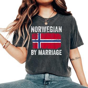 Norwegian By Marriage Norway Flag Husband Wife Women's Oversized Comfort T-Shirt | Seseable UK