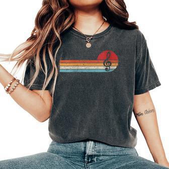 Notas Musicales Clave Cuello Camiseta extragrande cómoda para mujer - Regaloses
