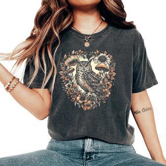 Owl Floral Heart Cottagecore Flower Women's Oversized Comfort T-Shirt - Thegiftio UK
