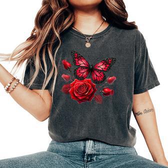 Papillon Rose Gothiqueaint-Valentin Occulte Gothique Fille Noir Rouge T-shirt oversize confortable pour femme - Cadeauxyz