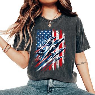 Patriotic Jets Fourth Of July Usa American Flag Women Women's Oversized Comfort T-Shirt - Thegiftio UK