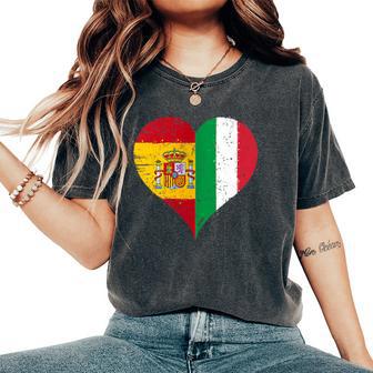 Petit Drapeau Espagne Italie Et Fier Fan Italien Espagnol T-shirt oversize confortable pour femme - Cadeauxyz
