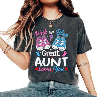 Pink Or Blue Great Aunt Loves You Gender Reveal Women's Oversized Comfort T-Shirt - Thegiftio UK