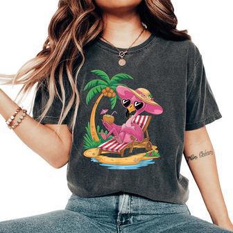Pink Flamingo Women's Girls Beach Summer Holiday Tropical Women's Oversized Comfort T-Shirt - Thegiftio UK