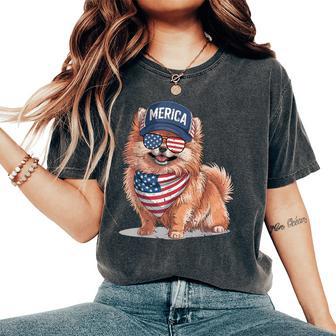 Pomeranian 4Th Of July Us American Flag Pom Dog Patriotic For Kids Women's Oversized Comfort T-Shirt - Thegiftio UK
