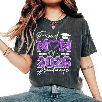 Proud Mom Of A 2026 Graduate Senior 2026 Purple Gold Vibes Women's Oversized Comfort T-Shirt - Thegiftio UK