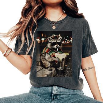 Raccoons Meme Drinking Tequila Cinco De Mayo Animal Women's Oversized Comfort T-Shirt | Mazezy