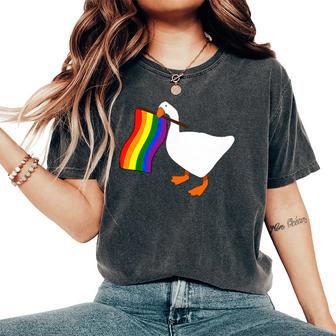 Rainbow Goose Meme Love Is Love Lgbt Gay Lesbian Pride Women's Oversized Comfort T-Shirt - Thegiftio UK