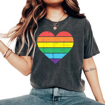 Rainbow Gay Heart Vintage Love Lgbtq Pride Flag Women Women's Oversized Comfort T-Shirt - Thegiftio UK